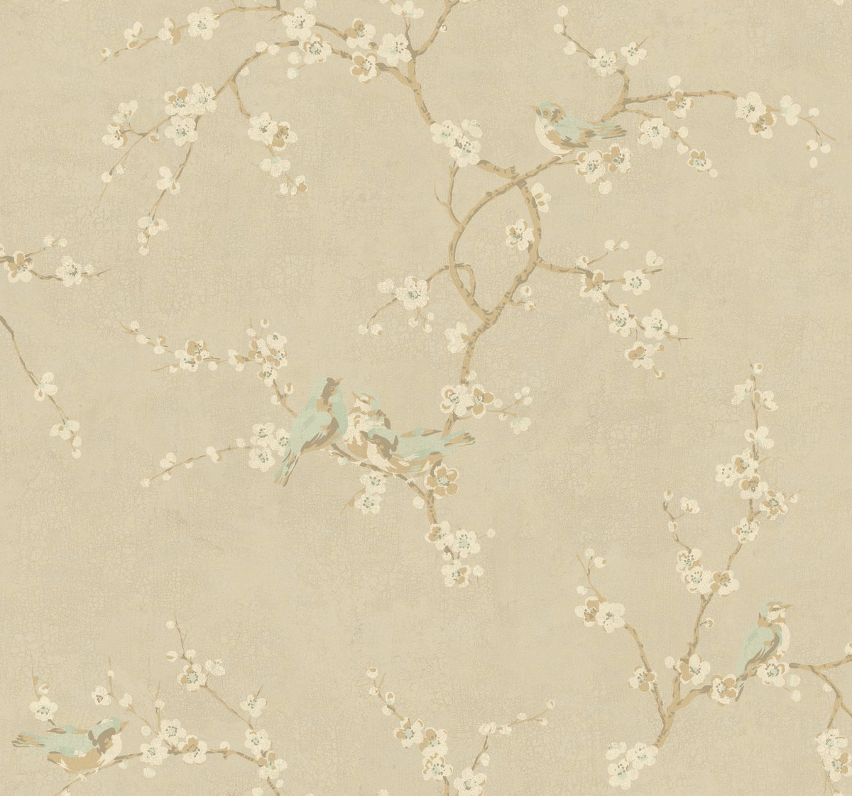 Birds with Blossoms Metallic Wallpaper, by York Wall, 27' length x 2'3" width x 0.02" depth