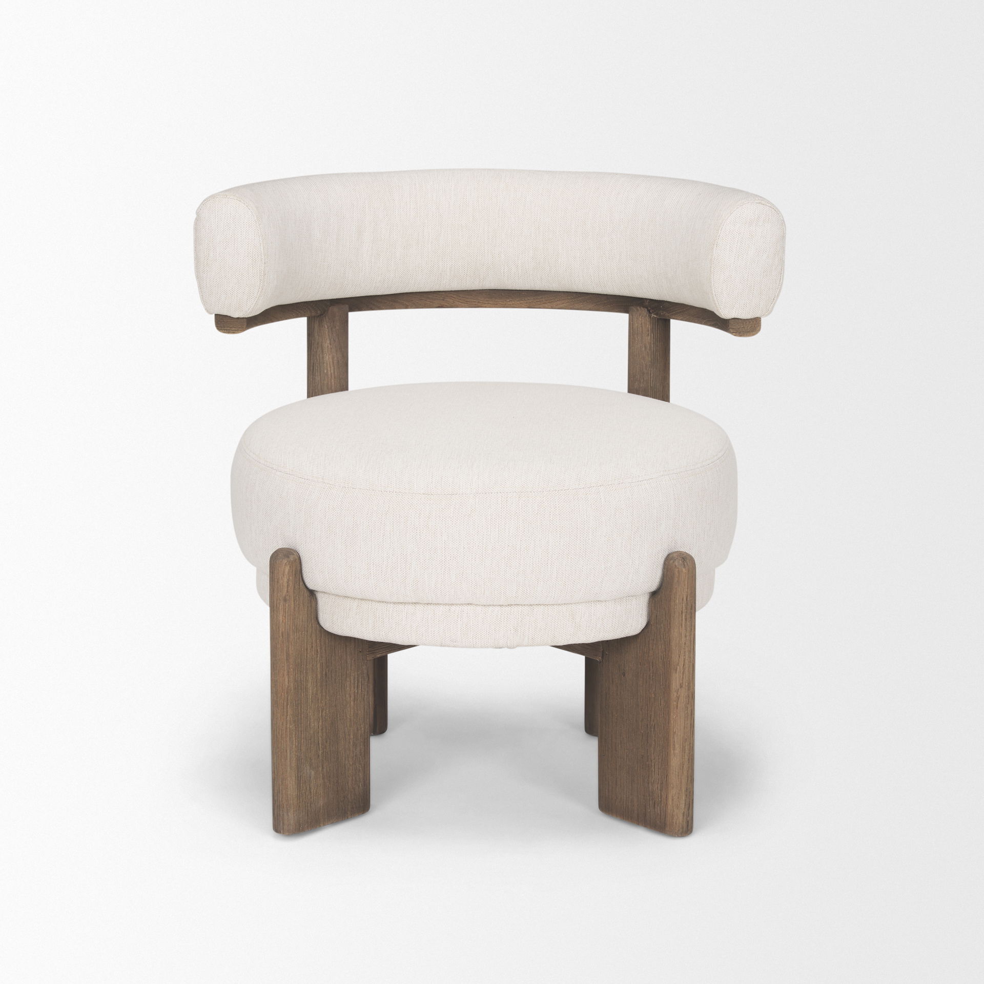Souvik Dark Brown Wood with Oatmeal Fabric Accent Chair large image 