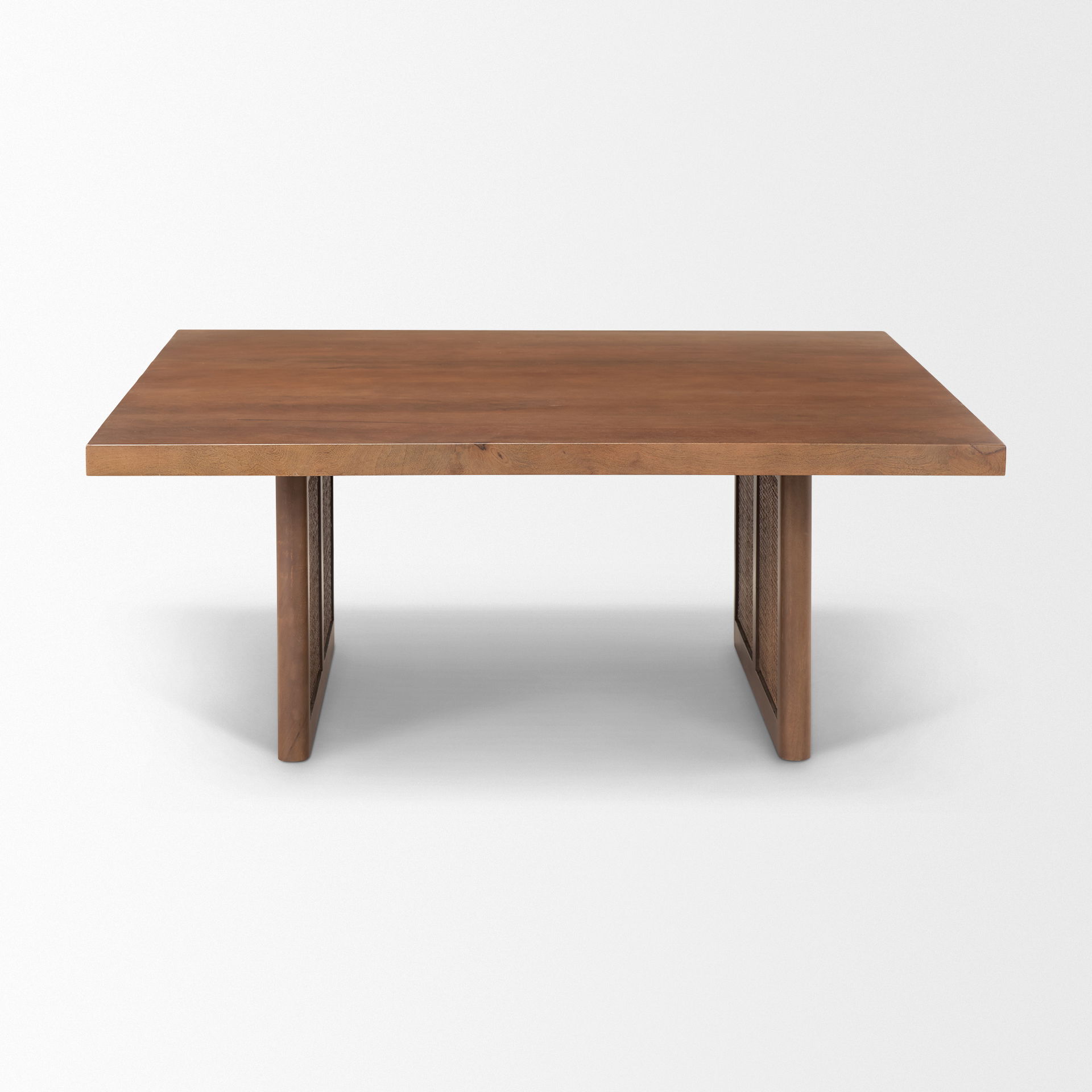 Grier  42' Square Medium Brown Solid Wood with Cane Coffee Table large image 