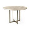 Faye 48' Round Dining Table | Beige Wood & Antique Gold Metal | Seats 4, by Mercana, 48" length x 48" width x 30" height thumbnail 1
