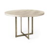 Faye  Beige Finished Wood Round Dining Table, by Mercana, 48" length x 48" width x 30" height thumbnail 1