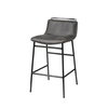 Kavalan Low Back 33.5in Seat Counter Stool | Ebony Leather with Metal, Counter & Bar Stool by Mercana, 17.7" length x 20.9" width x 33.5" height thumbnail 1