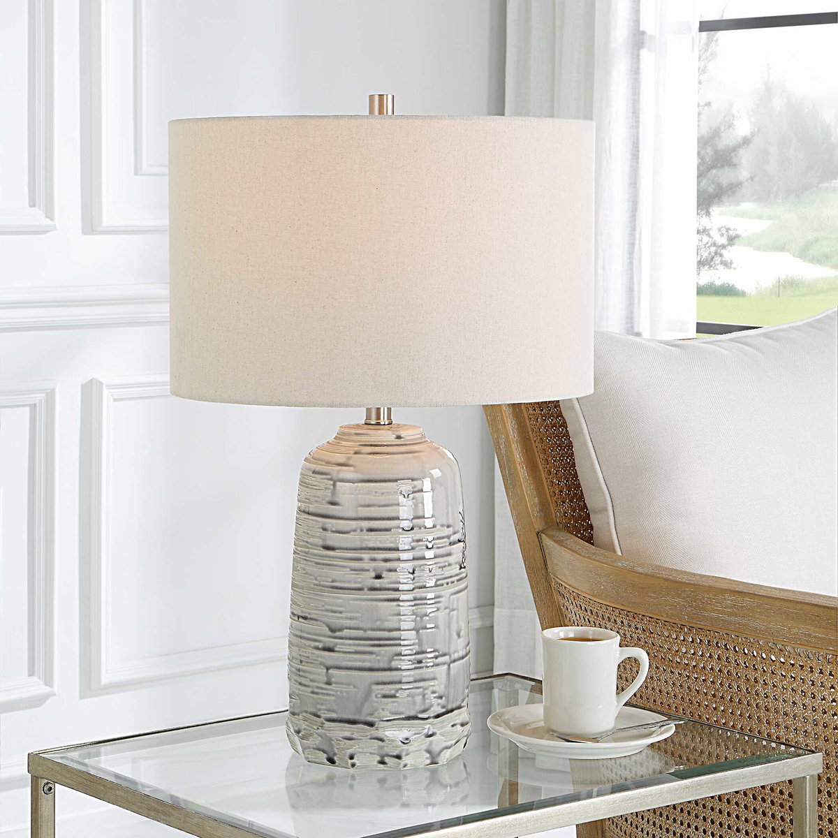 Cyclone Ivory Table Lamp, by Uttermost, 1'4" width x 2'0.75" height x 1'4" depth View 2