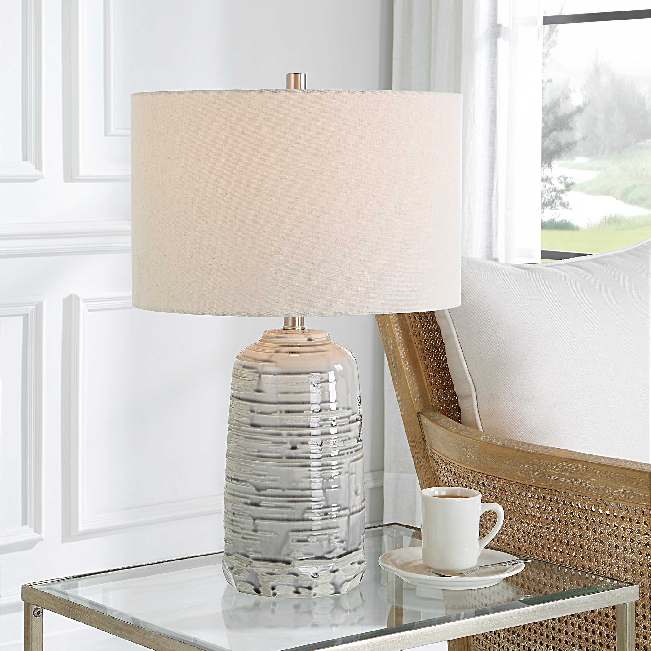 Cyclone Ivory Table Lamp, by Uttermost, 16" width x 24.75" height x 16" depth View 2