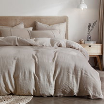 Online Designer Bedroom Lived in Look Duvet Cover Set, 100% Pure French Linen Made
