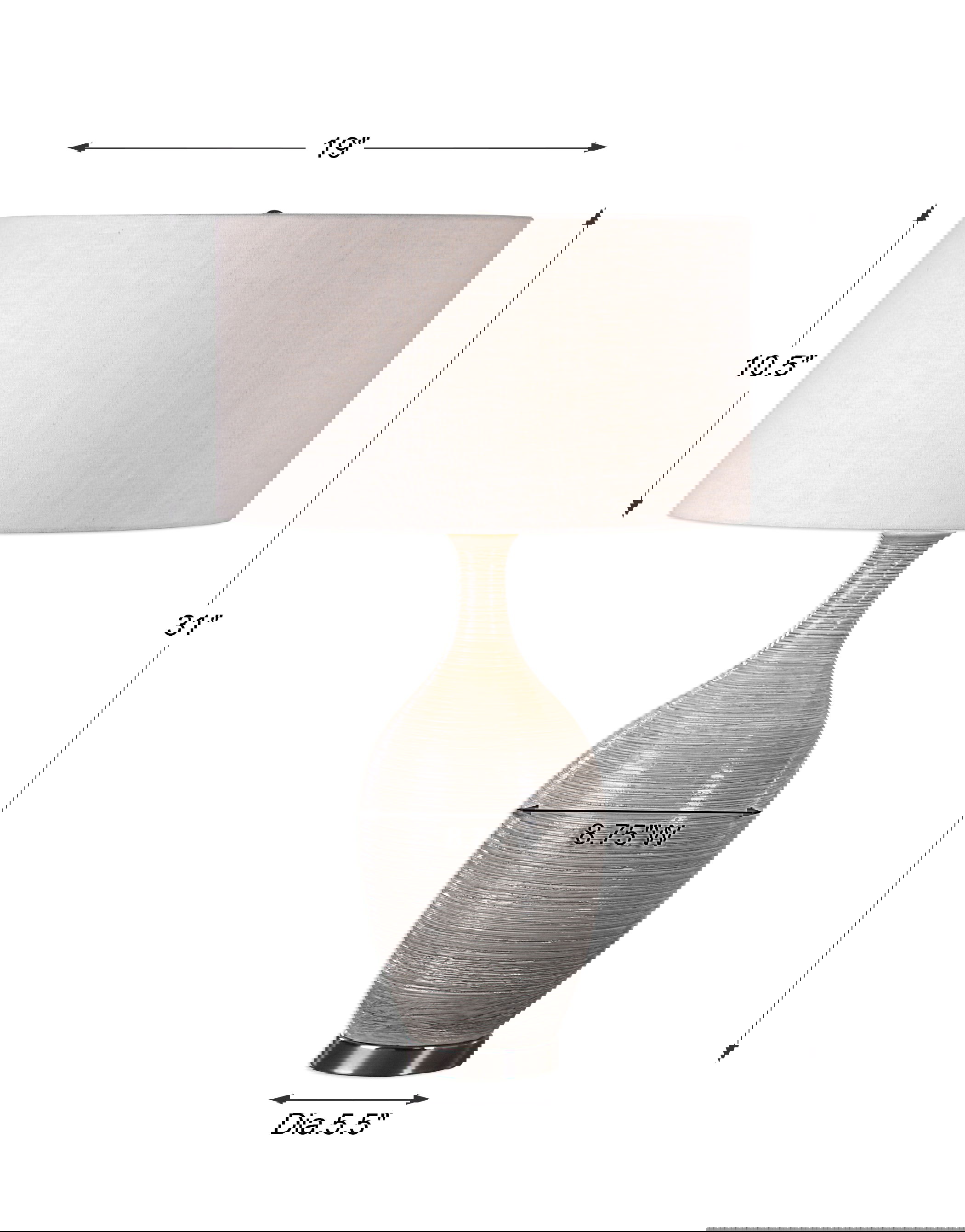 Dinah Gray Textured Table Lamp, by Uttermost, 19" width x 31" height x 19" depth View 3