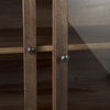 Arelius 36L x 18W x 32H Medium Brown Wood, Black Metal Base with 2 Glass Doors Accent Cabinet thumbnail 9