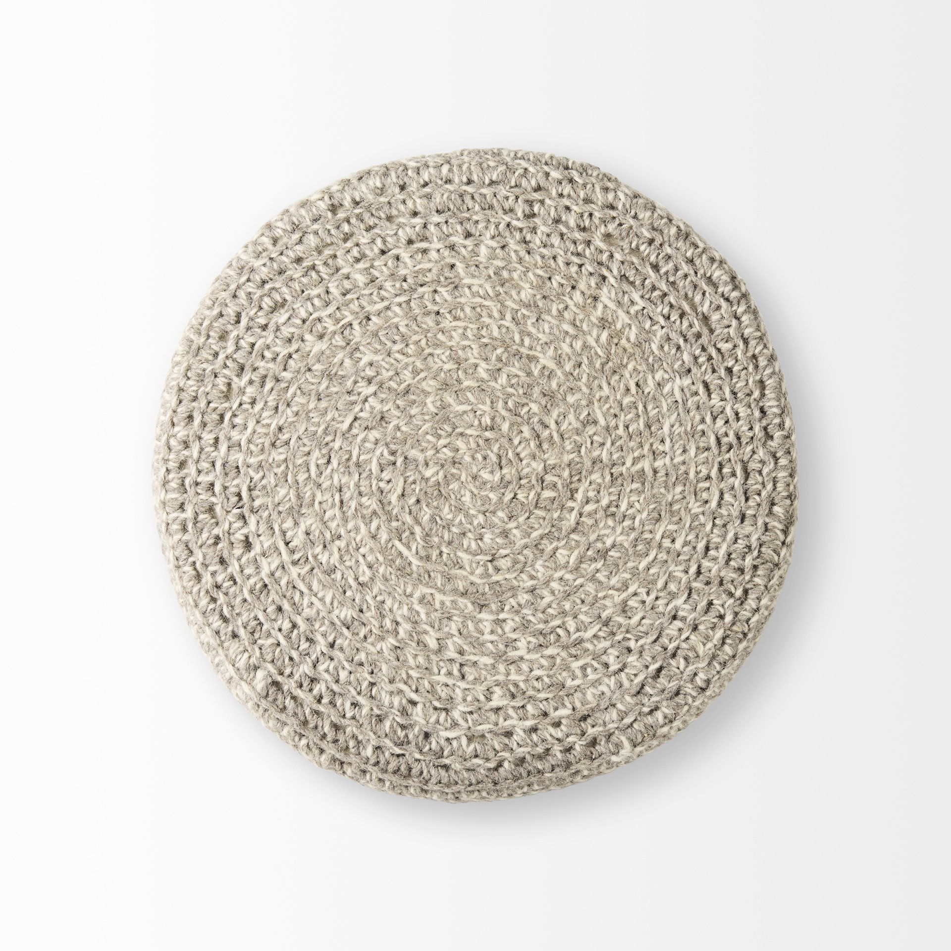 Bina   Light Gray 4 Legged Wool Stool, Ottoman by Mercana, 24" length x 24" width x 14" height View 6