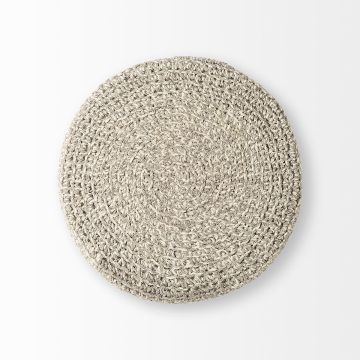 Bina   Light Gray 4 Legged Wool Stool, Ottoman by Mercana, 24" length x 24" width x 14" height View 6