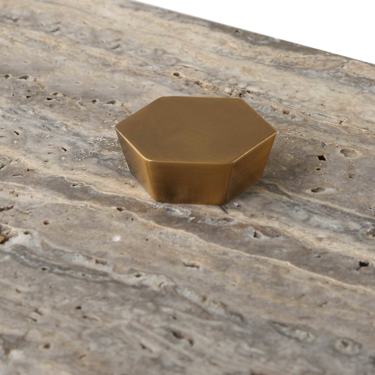 Griseus Travertine Stone Box, Boxe by Uttermost, 9.5" width x 2.75" height x 6" depth View 7