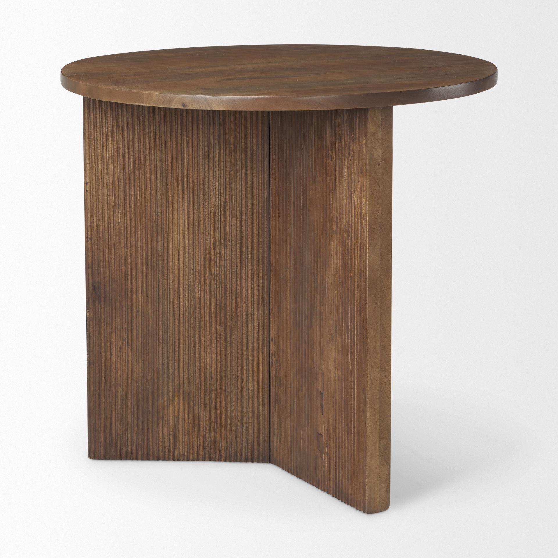 Enzo 32' Round Tabletop with Fluted Wood Base Foyer Accent Table, Side & End Table by Mercana, 32" length x 32" width x 30" height View 4
