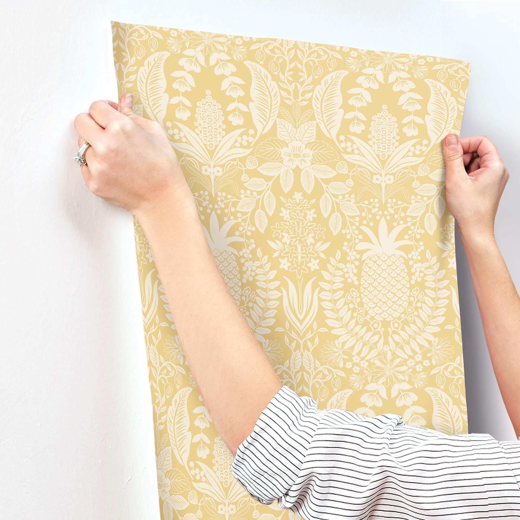 Pineapple Damask Yellow Wallpaper large image 
