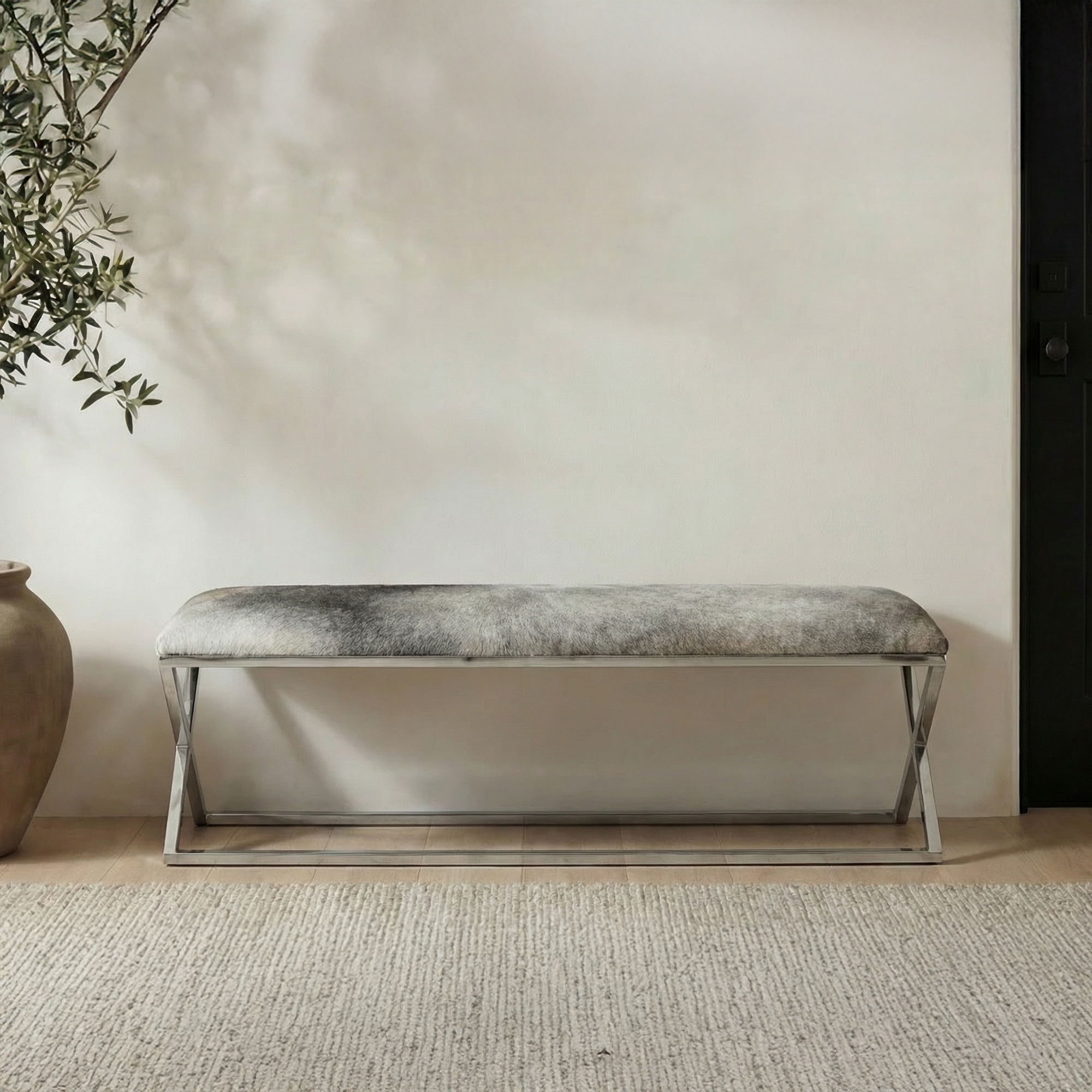 Rossi Bench Grey, Benche by Moe's Home, 60" width x 18.5" height x 16" depth View 5