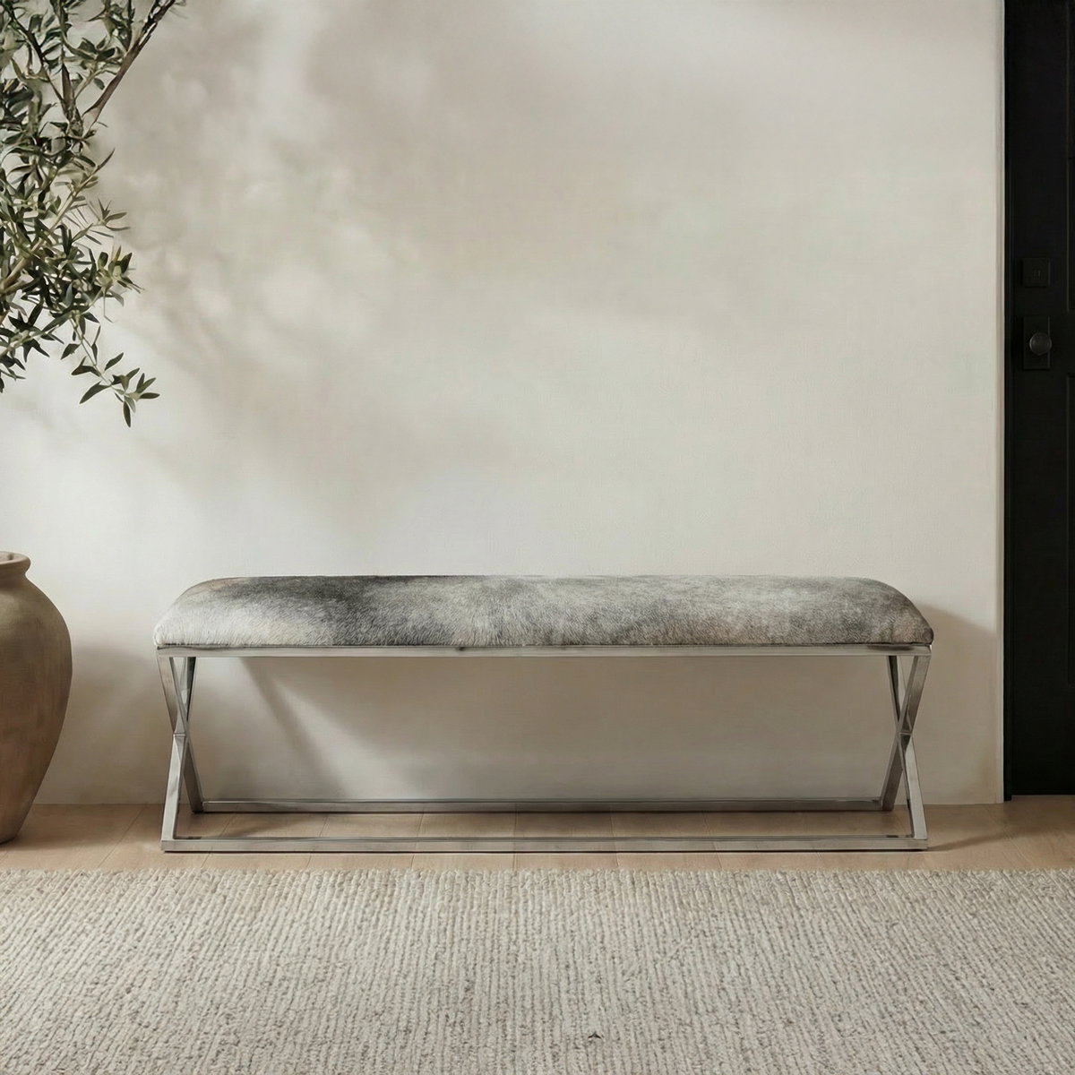 Rossi Bench Grey, Benche by Moe's Home, 60" width x 18.5" height x 16" depth View 5