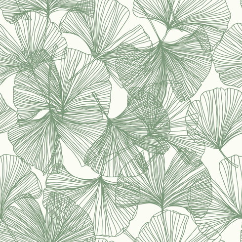 Ginkgo Leaves Green Peel & Stick Wallpaper