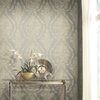 Charleston Damask Silver Wallpaper, by York Wall, 27' length x 2'3" width x 0.02" depth thumbnail 2