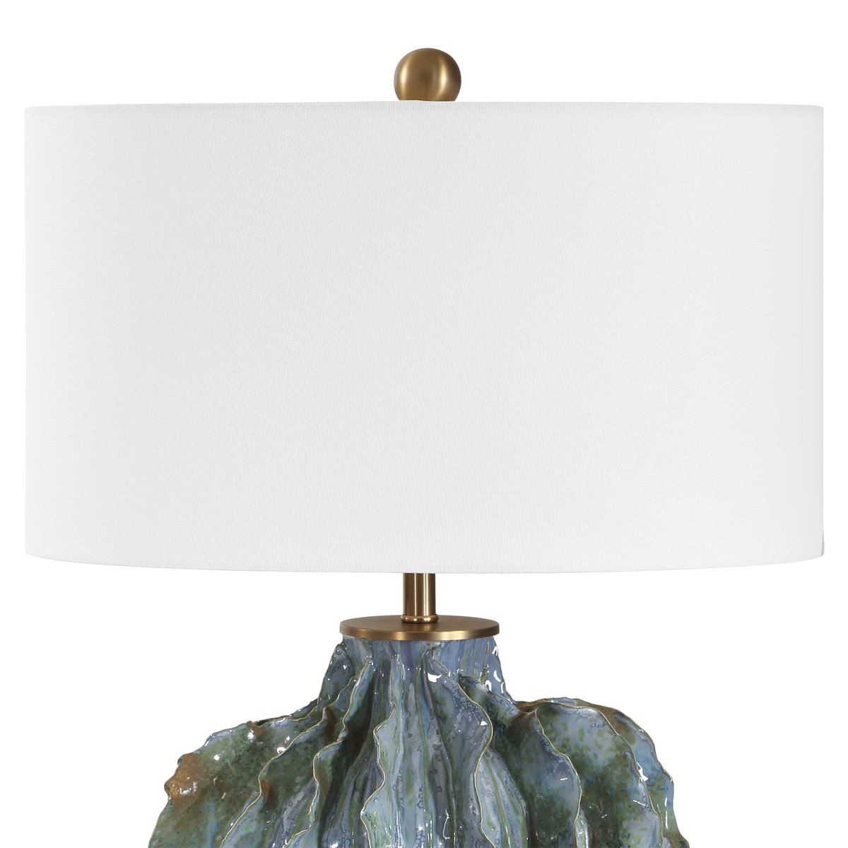 Ruffle Up Blue Green Table Lamp, by Uttermost, 18" width x 23" height x 18" depth View 5
