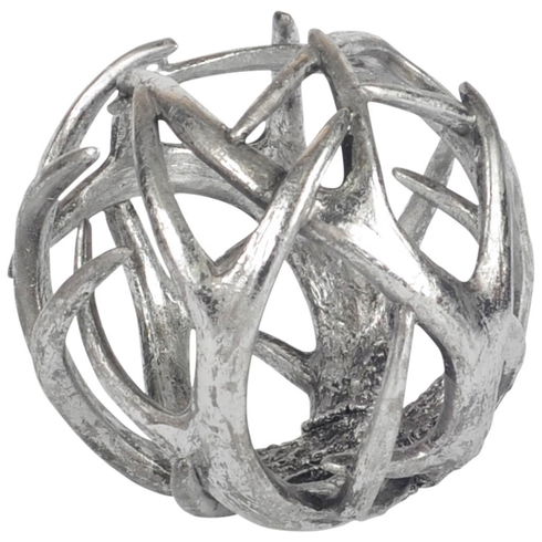 Ramus IV (Large) 7L x 7W Silver Antler Shaped Decorative Orb Ball