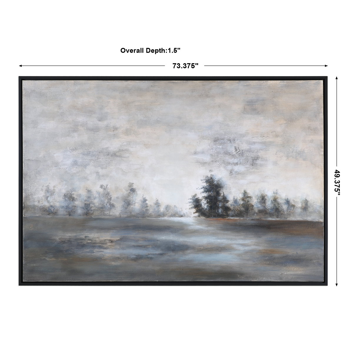 Evening Mist Landscape Art, by Uttermost, 73.37" width x 49.37" height x 1.5" depth View 3
