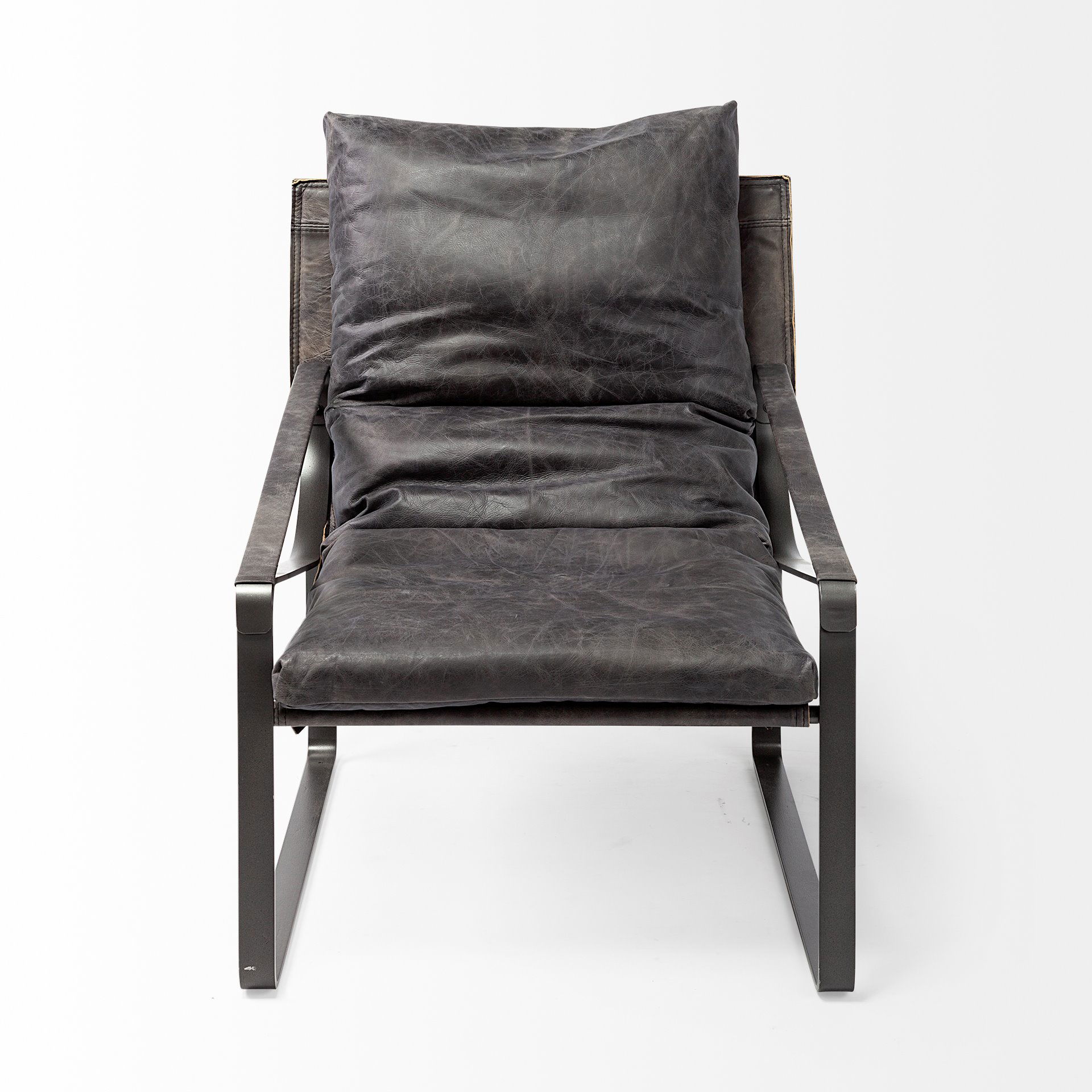 Hornet II Black Leather Body Metal Frame Accent Chair large image 