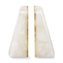 Online Designer Home/Small Office White Alabaster Slanted Bookends, Set of 2