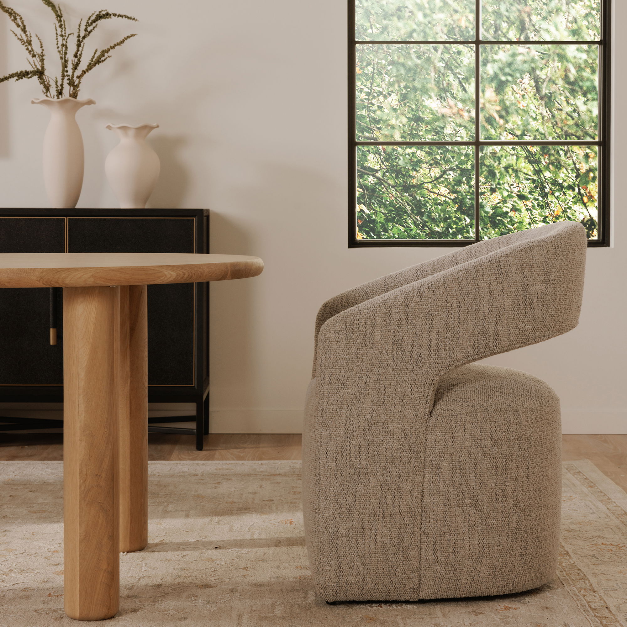 Barrow Rolling Dining Chair Grey Storm large image 