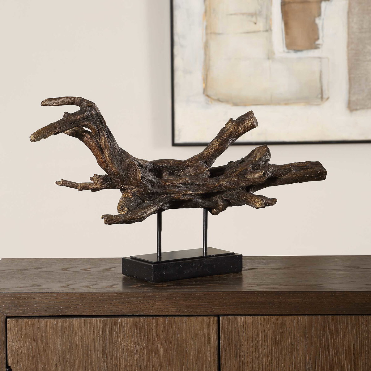Gilded Sculpture Branch, Figurines & Statue by Uttermost, 25" width x 13" height x 4" depth View 3