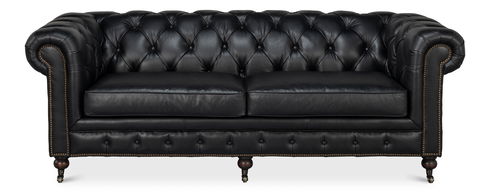 Castered Chesterfield Sofa,Onyx Black