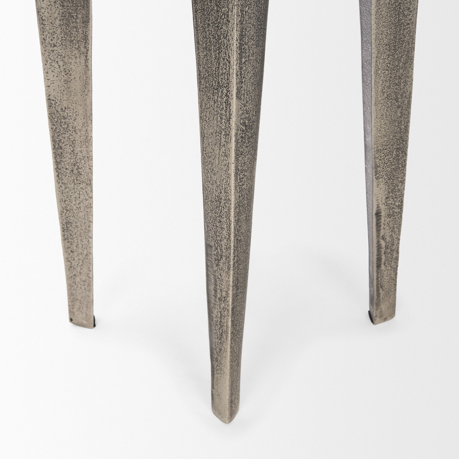 Maggie Textured Silver Nickel Cast Aluminum Metal Accent Table, Side & End Table by Mercana, 13.5" length x 13.5" width x 20.5" height View 8