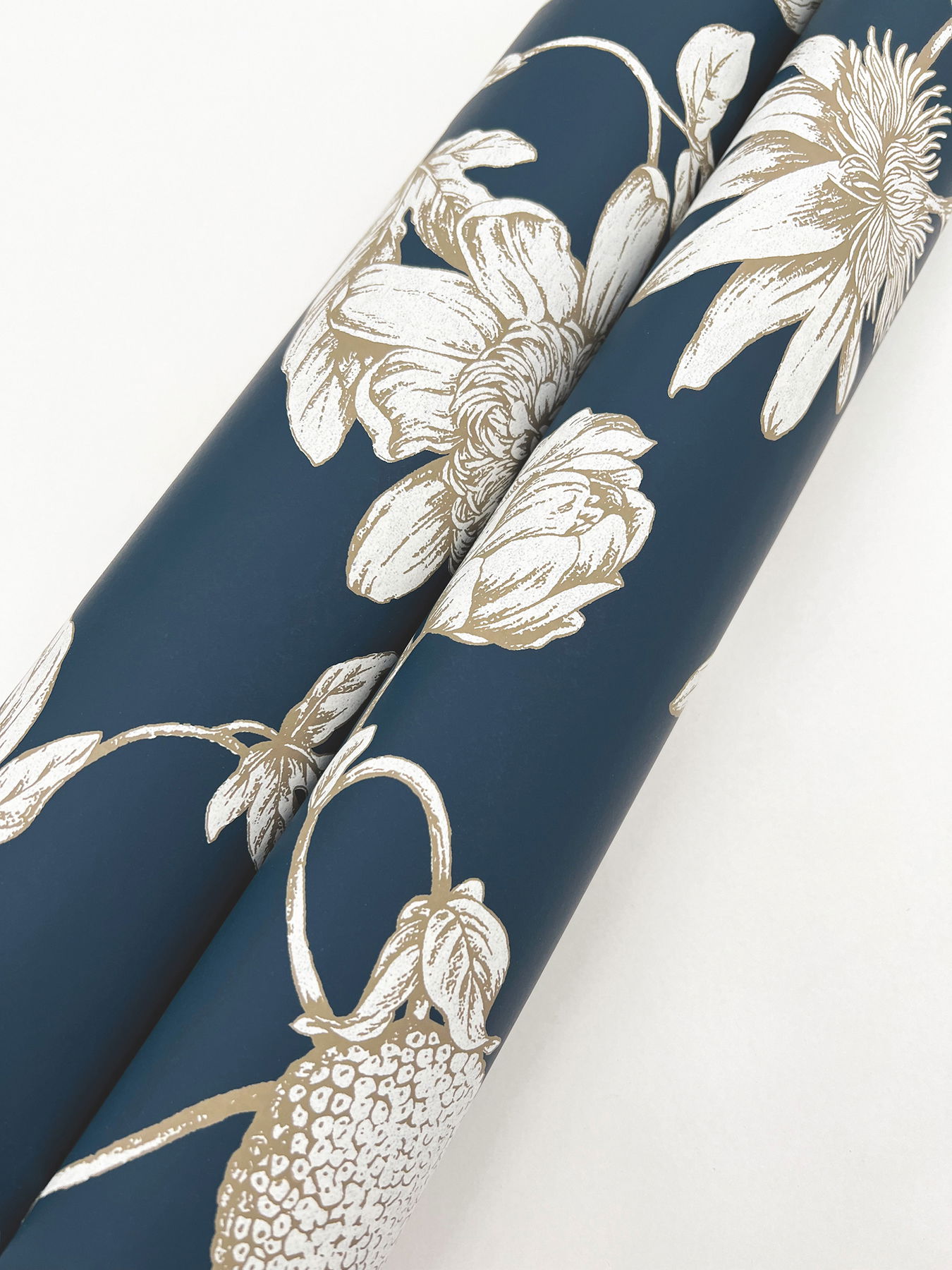 Passion Flower Toile Navy Wallpaper large image 