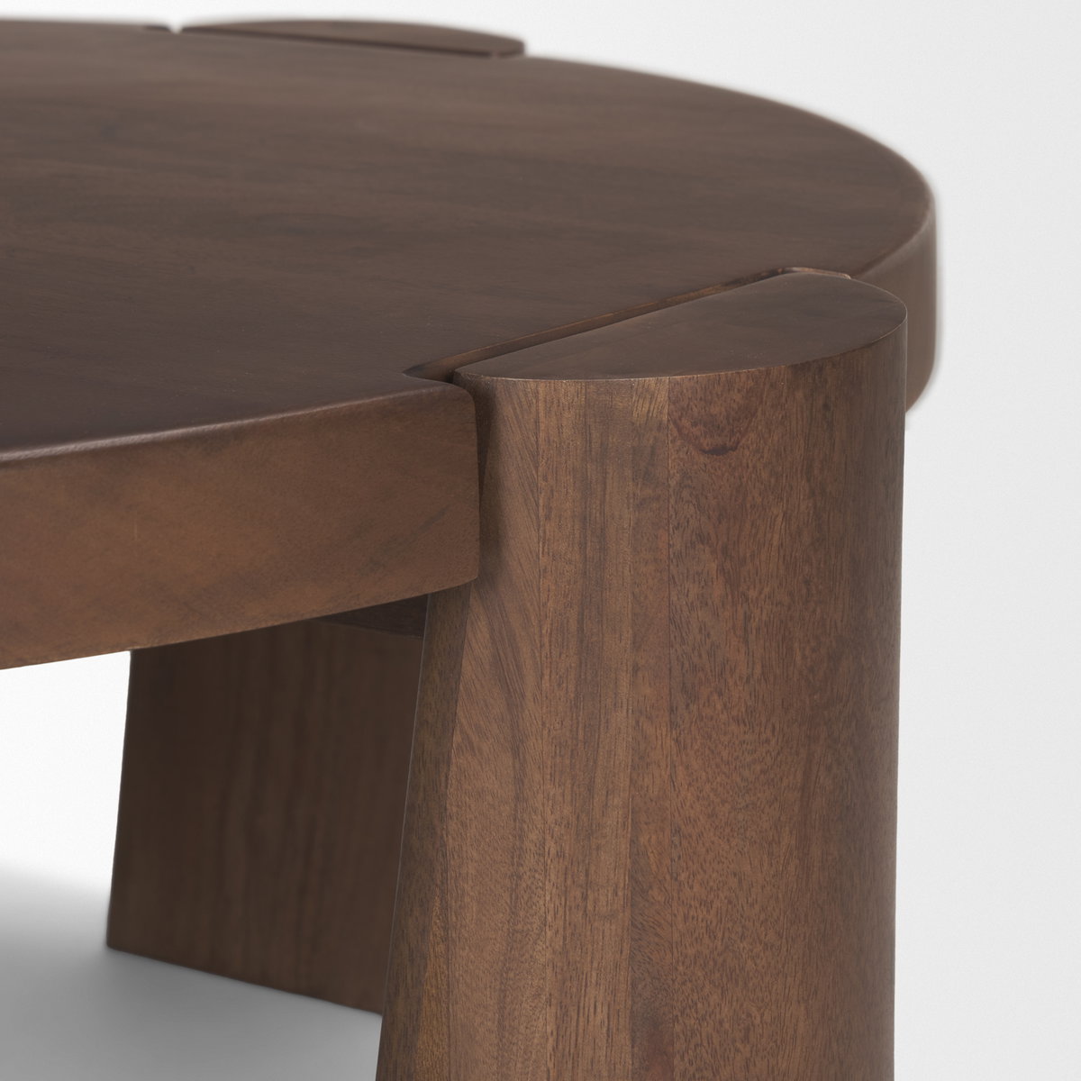 Tammar Round Wood with Tapered Legs Coffee Table, by Mercana, 39.5" length x 39.5" width x 15" height View 8