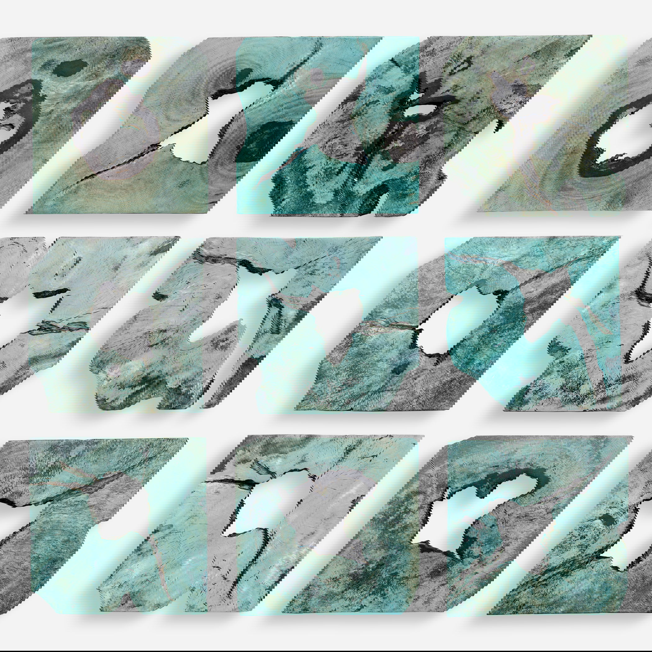 Bahati Wood Wall Décor In Blue Set/9, Sculptural Wall Art by Uttermost, 16" width x 16" height x 1.37" depth View 1