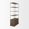 Braxton Dark Brown Wood with Antiqued Aged Brass Metal 3 Tiers 2 Door Shelving Unit thumbnail 5