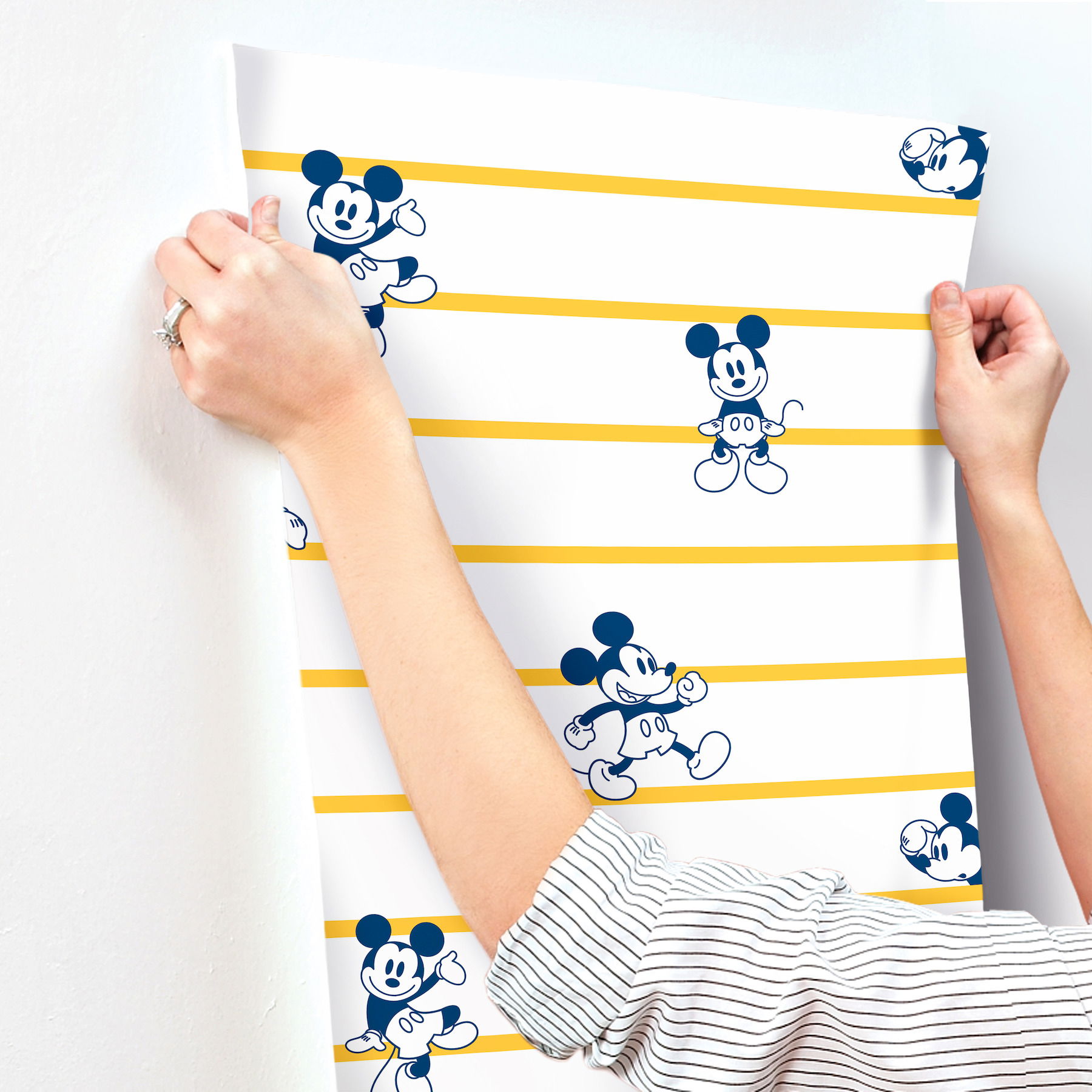 Disney Mickey Mouse Stripe Yellow Wallpaper large image 