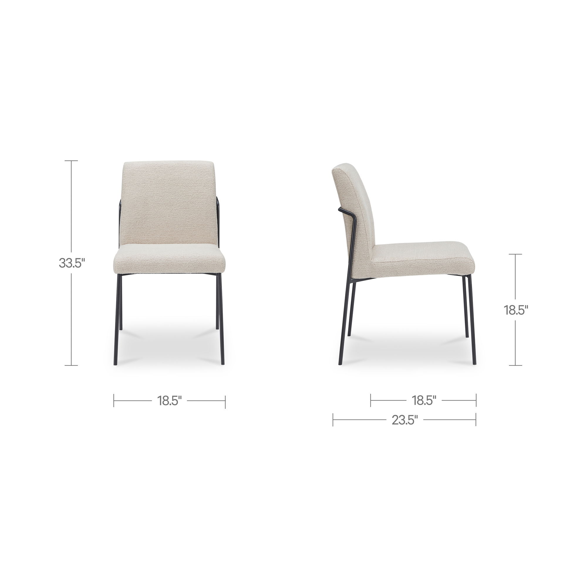 Danny Dining Chair Ivory Set Of Two, by Moe's Home, 18.7" width x 33.9" height x 23.6" depth View 9