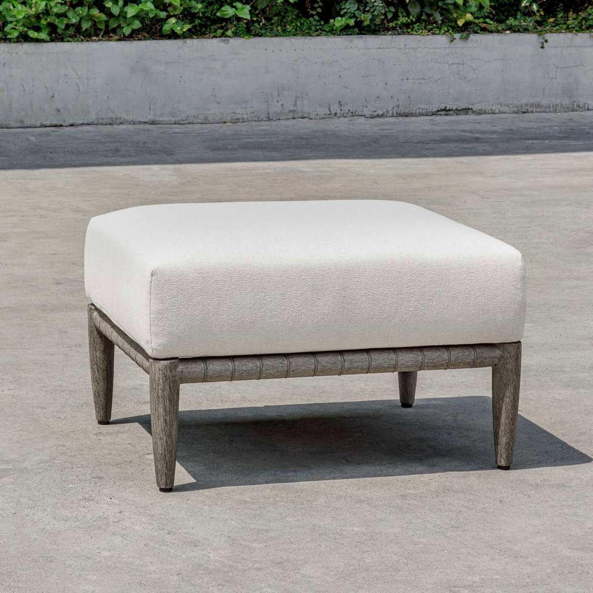 Borneo White Cushion Outdoor Ottoman, by Uttermost, 2'1.95" width x 1'4.5" height x 1'10" depth View 7