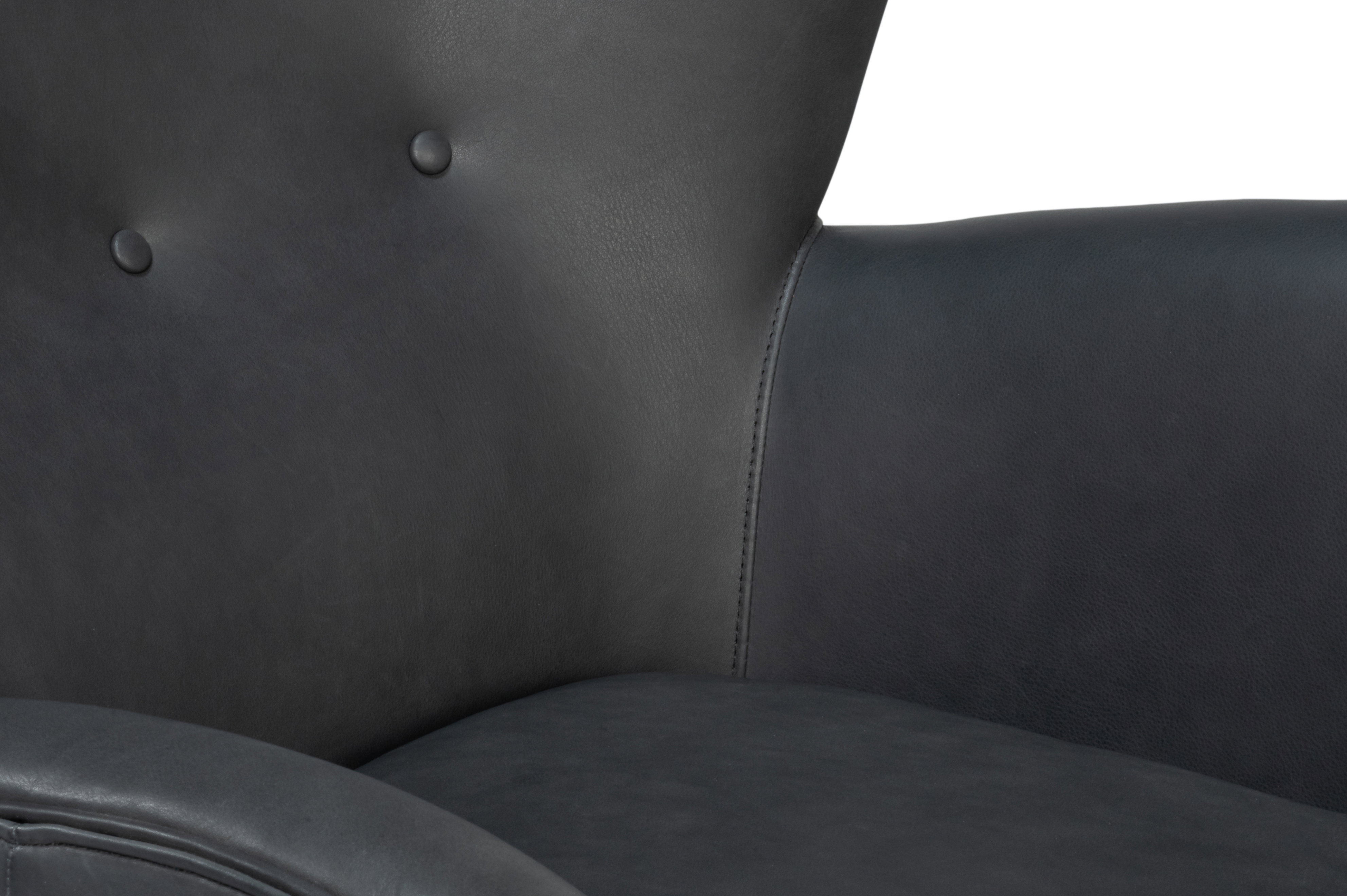 Lombard Wing Chair,Santoni Black Leather, Seating by Sarreid, 34" length x 36" width x 40" height View 25