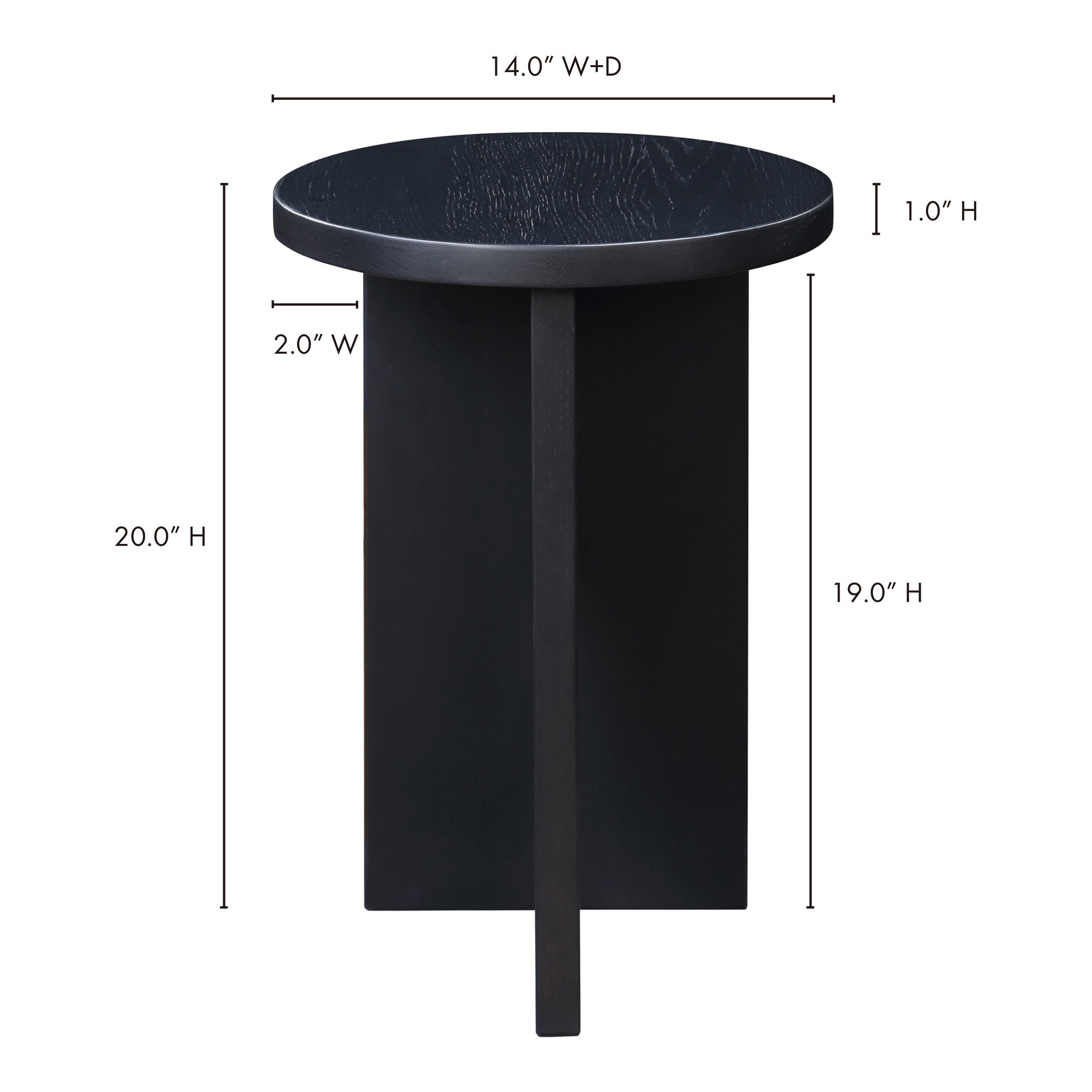 Grace Accent Table Black Oak, Side & End Table by Moe's Home, 14" width x 20" height x 14" depth View 10