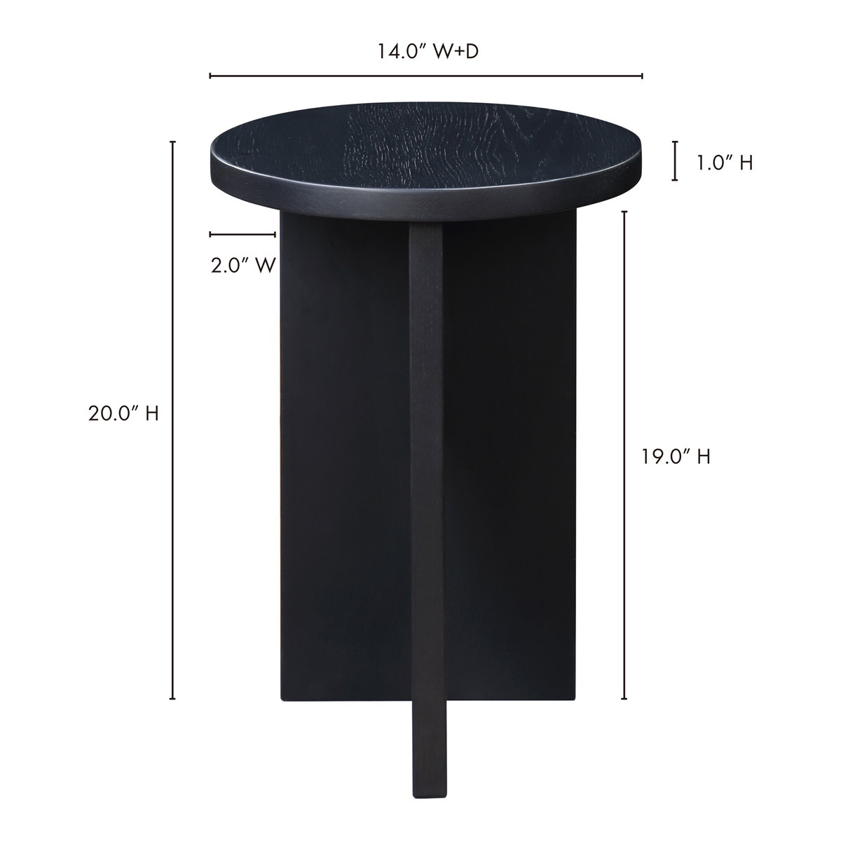 Grace Accent Table Black Oak, Side & End Table by Moe's Home, 14" width x 20" height x 14" depth View 10