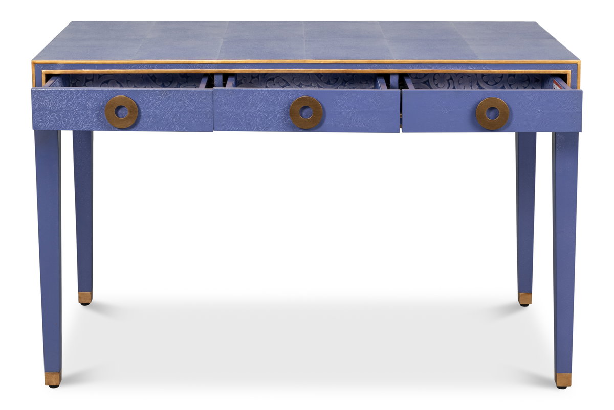 Gabriella Shagreen Desk/Table Marlin Blu, by Sarreid, 2' length x 4' width x 2'6" height View 9