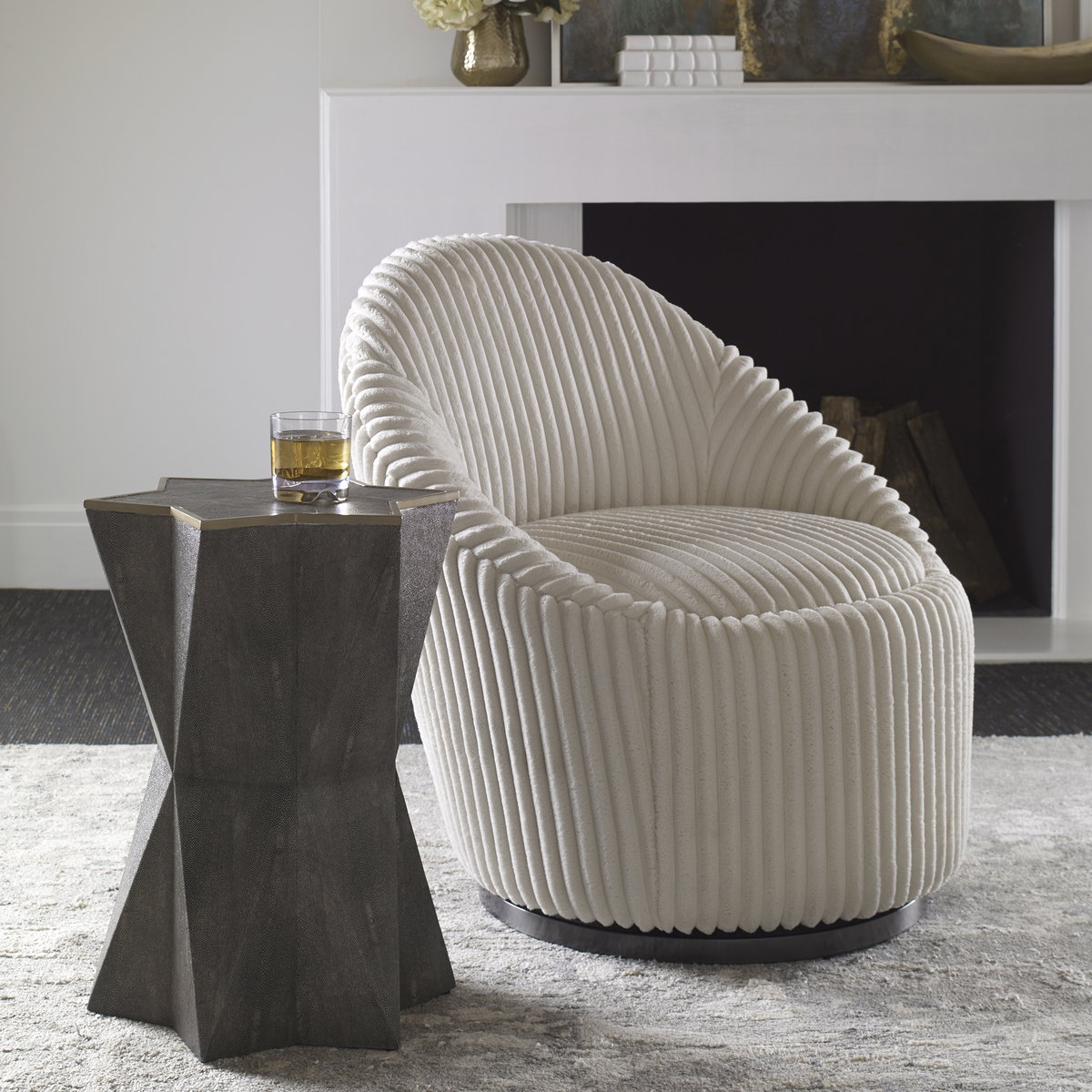 Capella Gray Accent Table, Side & End Table by Uttermost, 16" width x 22" height x 16" depth View 2
