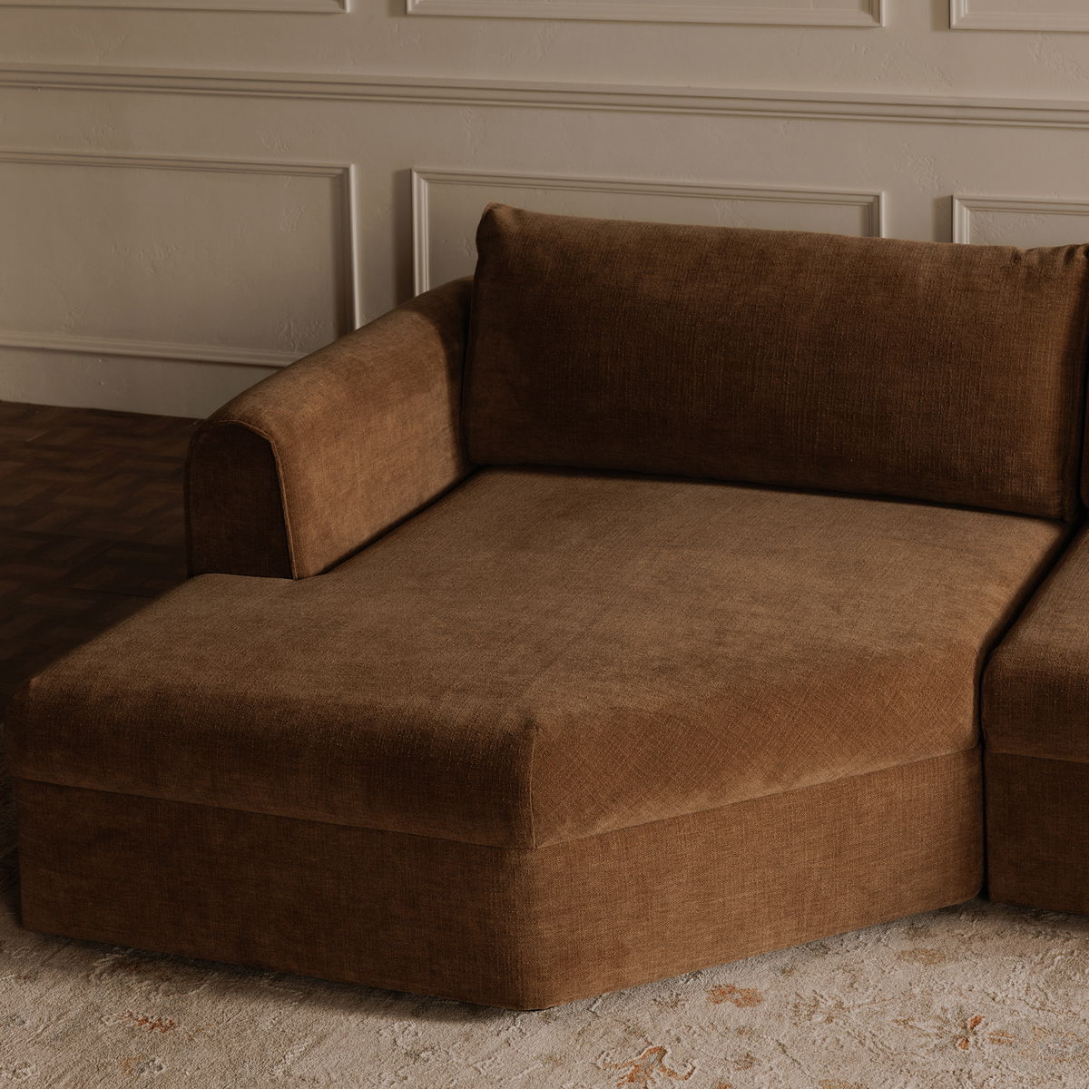 Madrid Left Sectional Taupe, Sectional Sofa by Moe's Home, 112" width x 33.5" height x 65" depth View 9