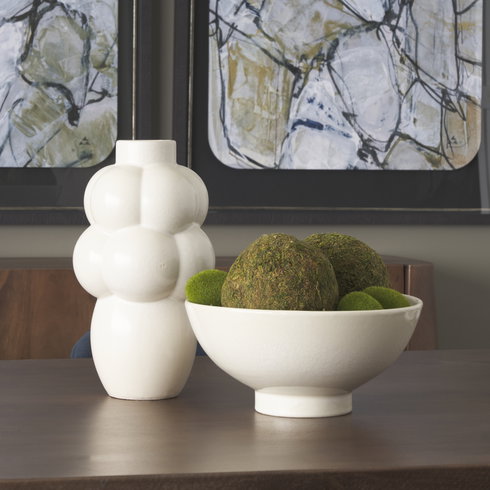 Tyren Cream Glazed Decorative Round Ceramic Bowl