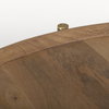 Marquisa 42' Round Medium Brown Wood with Black Metal Large Coffee Table, by Mercana, 42" length x 42" width x 19" height thumbnail 7