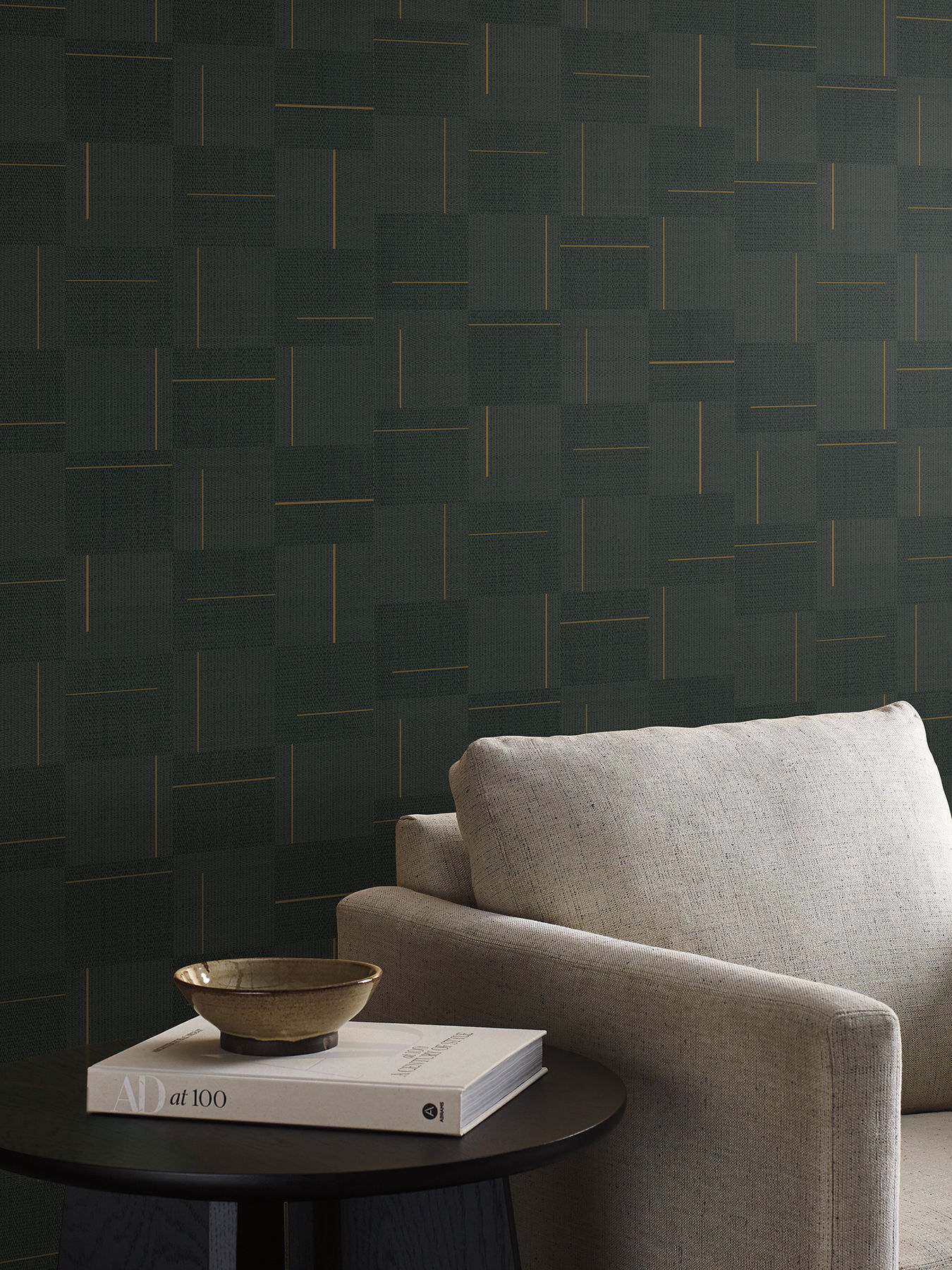 Geo Block Weave Black Wallpaper large image 