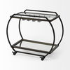 Chriselle Black Metal And Glass Two Tier Bar Cart, Bar Carts & Cabinet by Mercana, 38" length x 18.5" width x 32.5" height thumbnail 7
