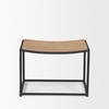 Taniel Light Brown Wood with Black Metal Stool, Ottoman by Mercana, 23.25" length x 16" width x 17" height thumbnail 3