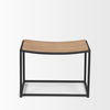 Taniel Light Brown Wood with Black Metal Stool, Ottoman by Mercana, 23.25" length x 16" width x 17" height thumbnail 3