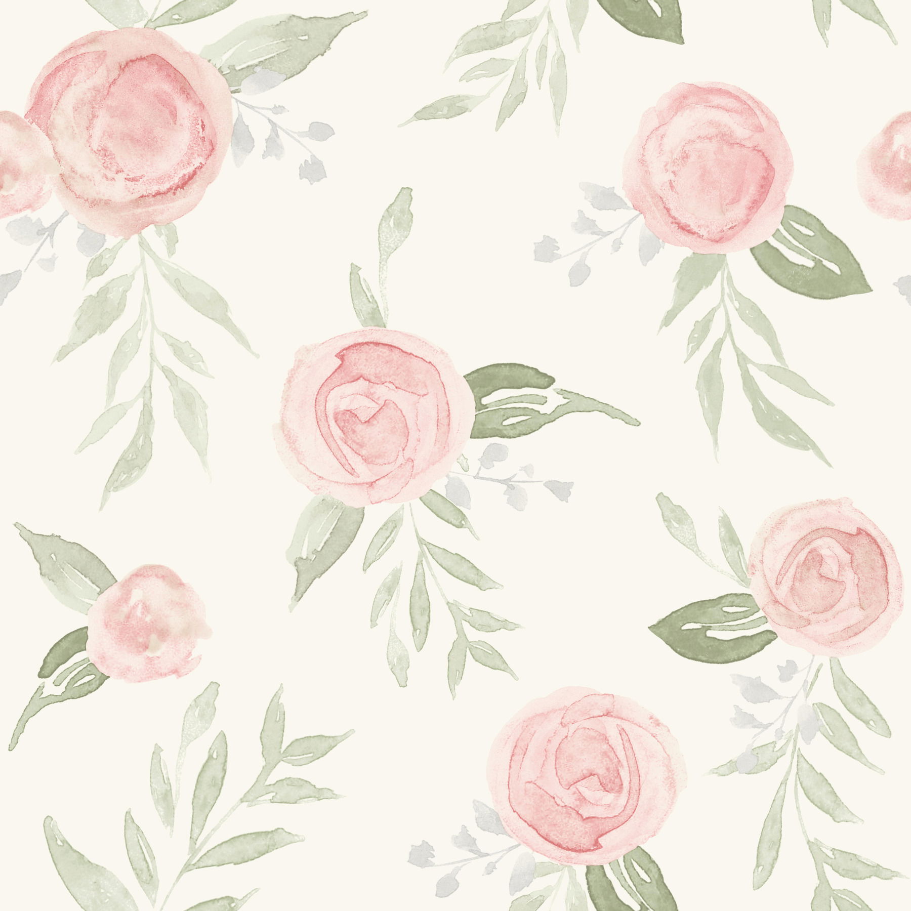 Magnolia Home Watercolor Roses Coral Peel & Stick Wallpaper large image 