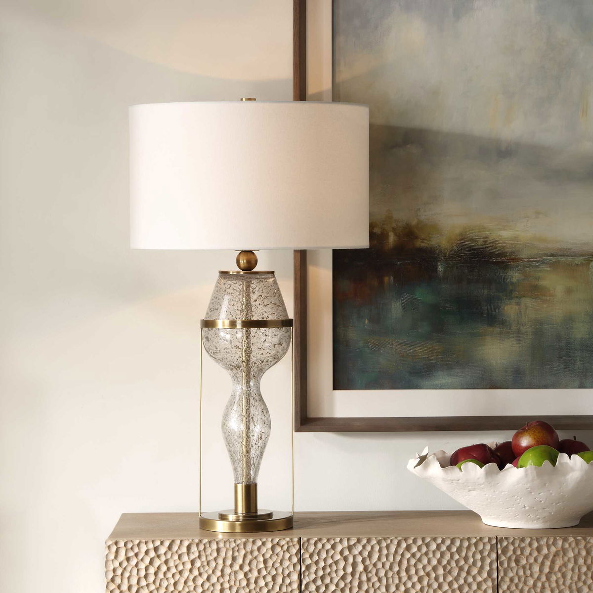 Out Of Time Seeded Glass Table Lamp, by Uttermost, 16" width x 29.75" height x 16" depth View 2